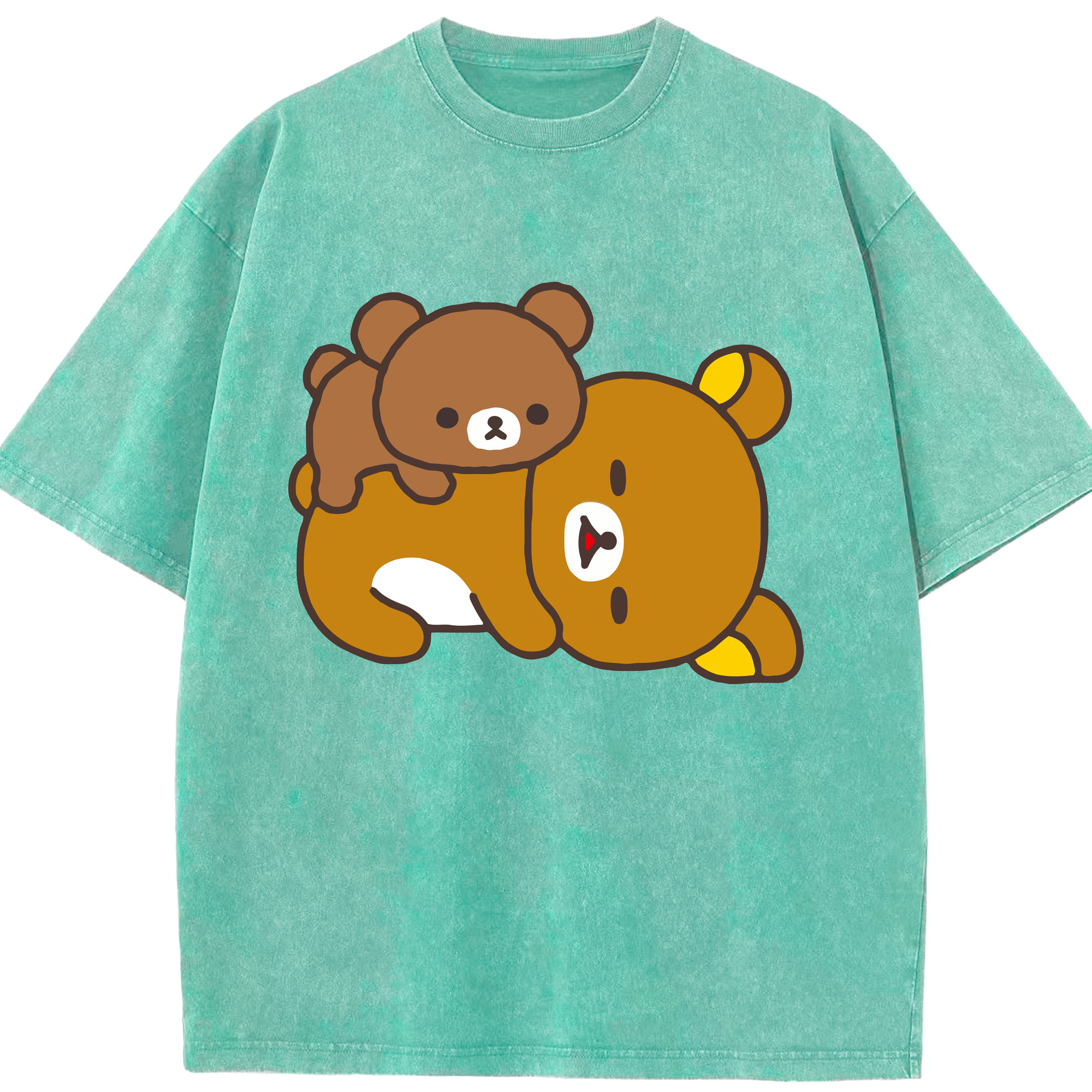 （画像用） リラックマ リラックマ キイロイトリ Rilakkuma Korilakkuma Kiiroitori 綿100% ヴィンテージ風 半袖Tシャツ（フロントプリント）